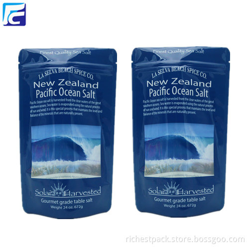 Custom reusable stand up plastic sea salt pouch